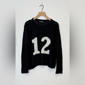 Wooden ships loose knit Varsity style wool mohair blend sweater , sz : small